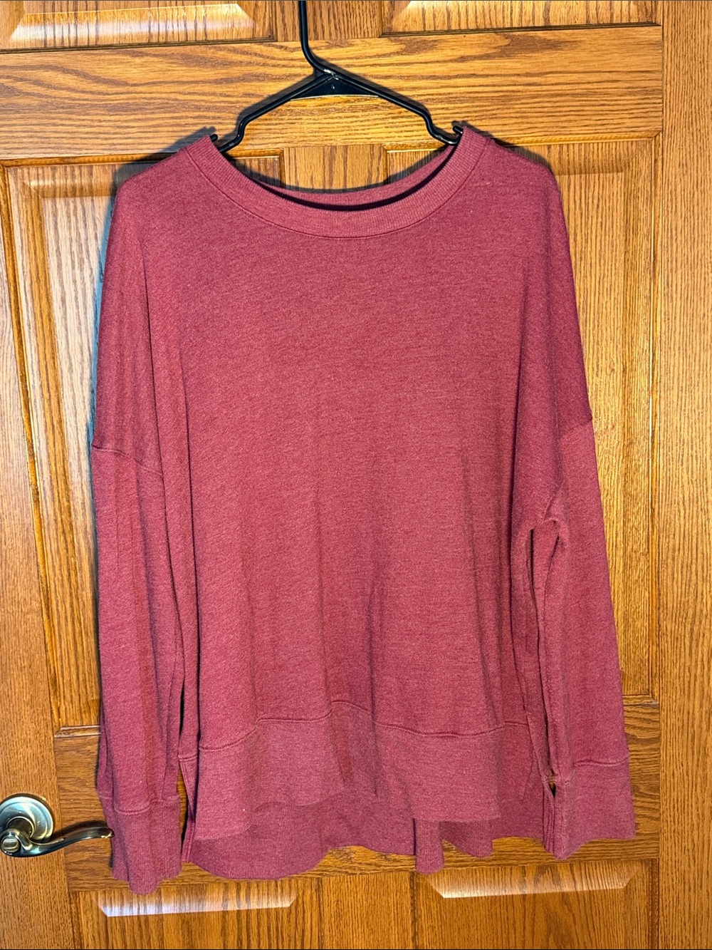 Time and Tru Long Sleeve Crewneck Top - Rust